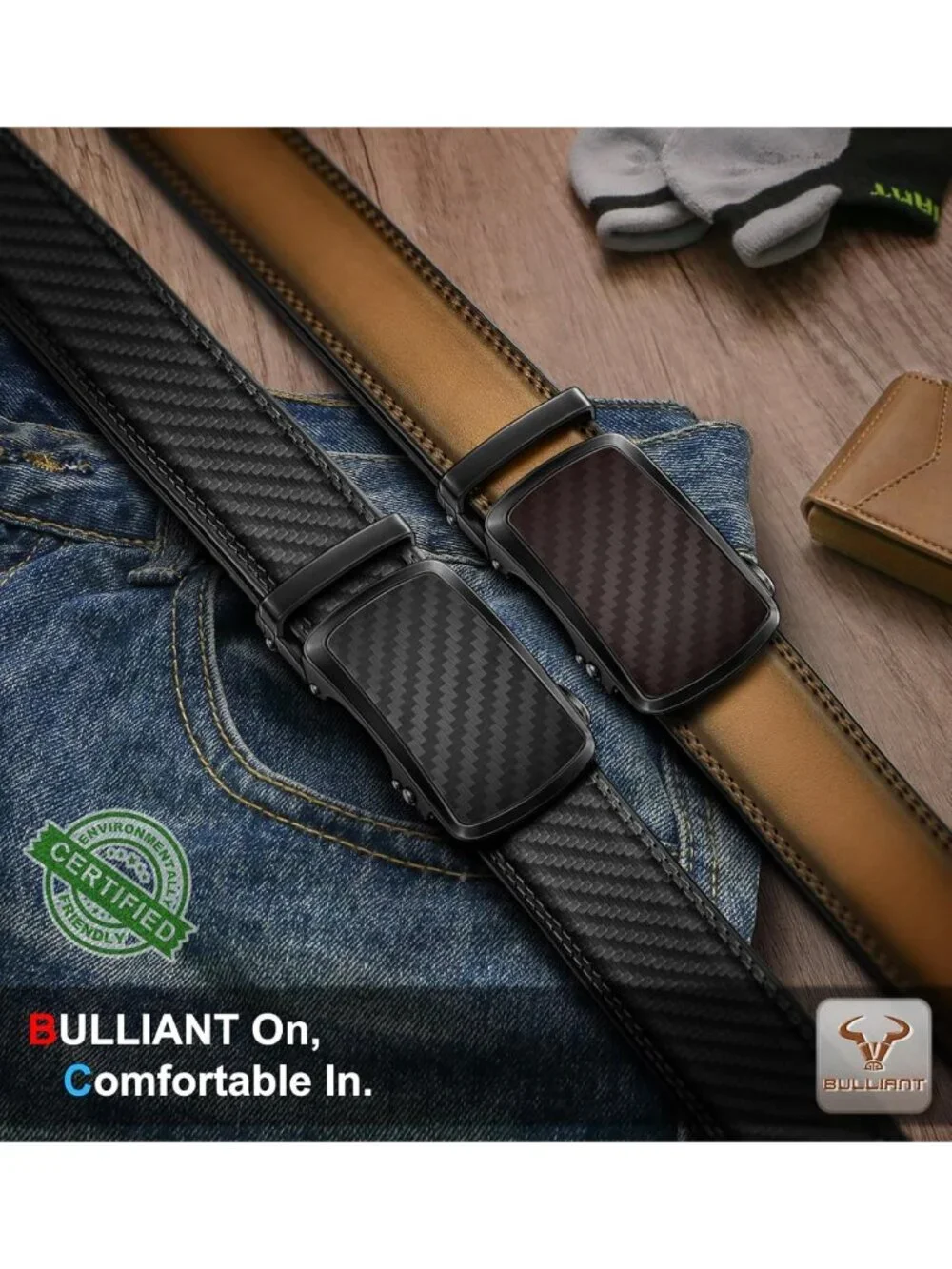 Men's Trimmable Ratchet Leather Belt 2-Pack | Smooth Sliding | Holeless Design